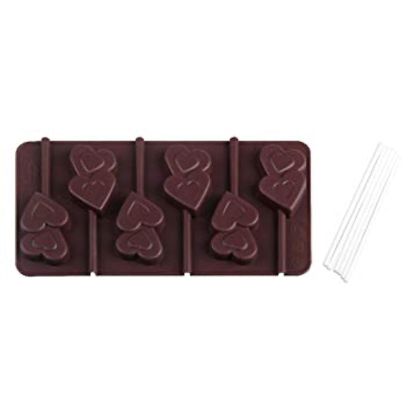Conjunto de 2 formas de silicone para pirulitos de chocolate Hearts